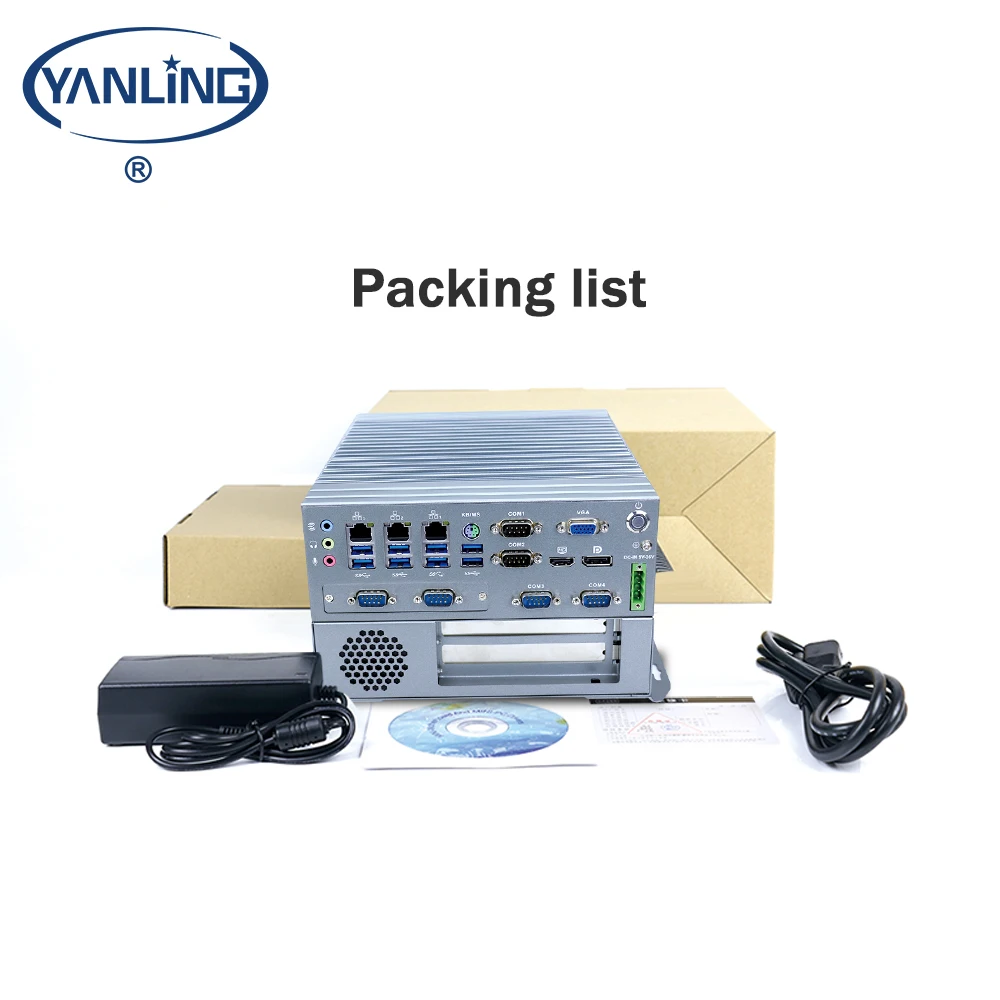 Yanling-Mini PC industriel sans ventilateur, Intel Core i3 6100T i5 6500T i7 6700T, avec carte EpiCard 1 PCIE X16 1 PCI 6 000 emplacements