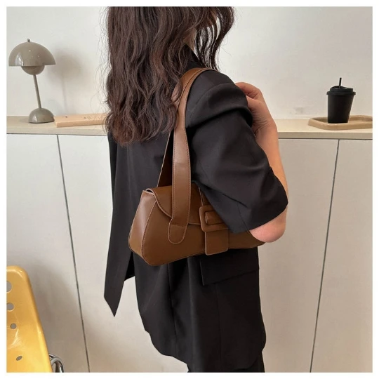 Coffee Woman Fashion 2024 Luxury Handbag Trend Women Girl Shoulder bag Bright PVC Crossbody PU Purses Women's Leather Tote bag