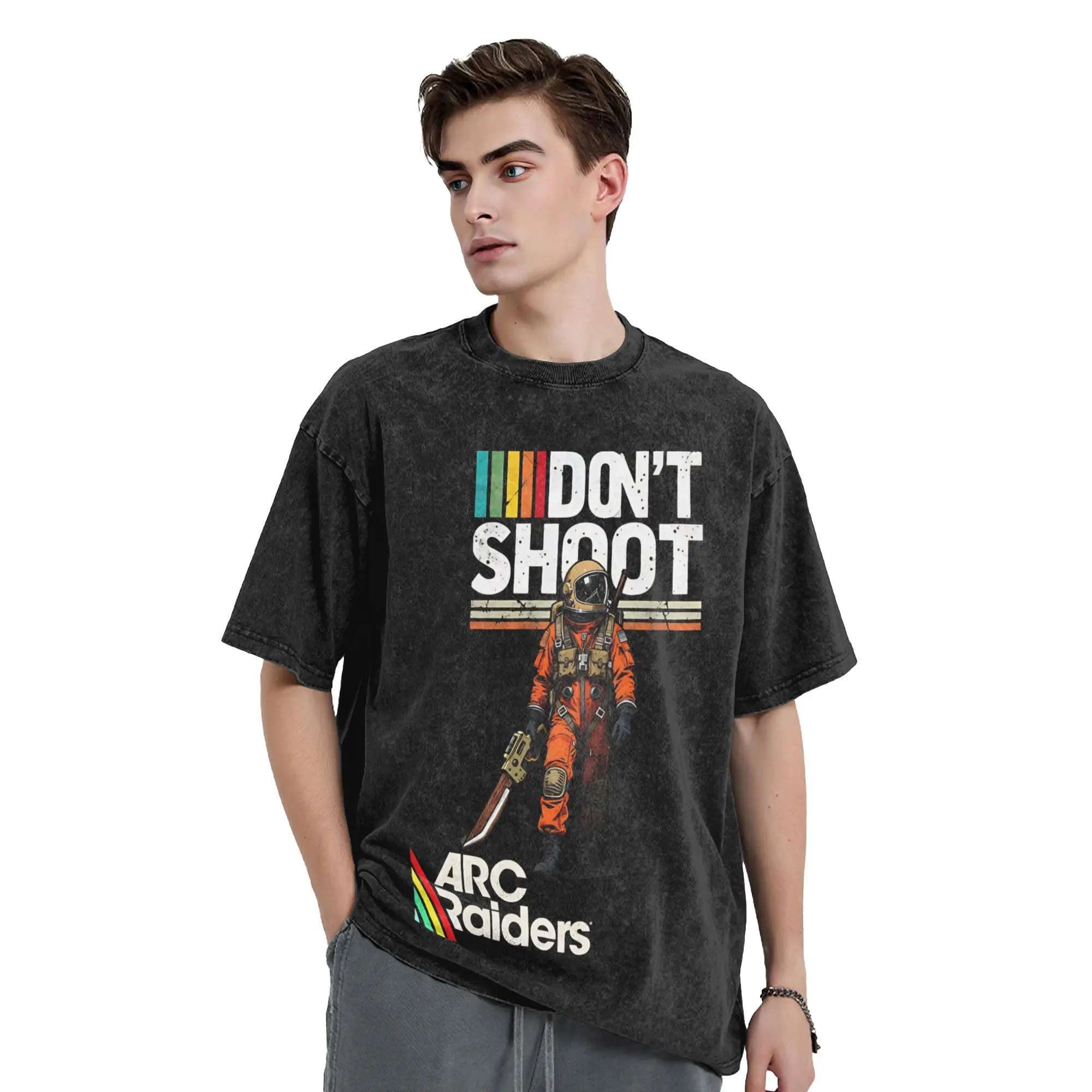Arc Raiders Washed T-Shirt Male  Y2K Fun Cotton T-Shirts Summer O-Neck Hipster Tees Design Oversized Tops