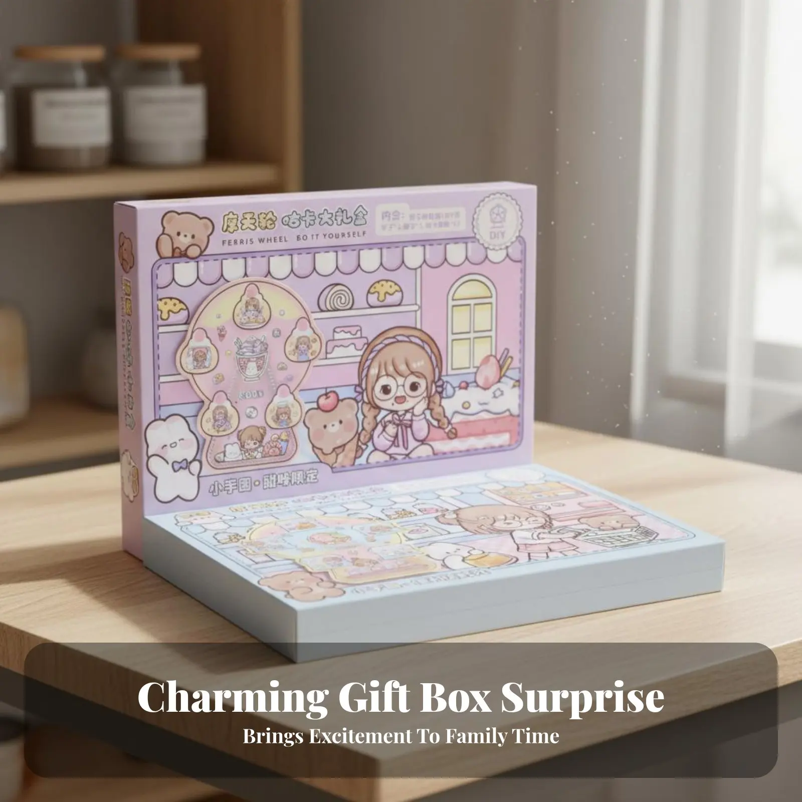 

Amusement Wheel Wheel Guka Display Set Gift Box Amusement Wheel Wheel Sticker Craft Kit Cartoon Sticker Art Kit for Teens