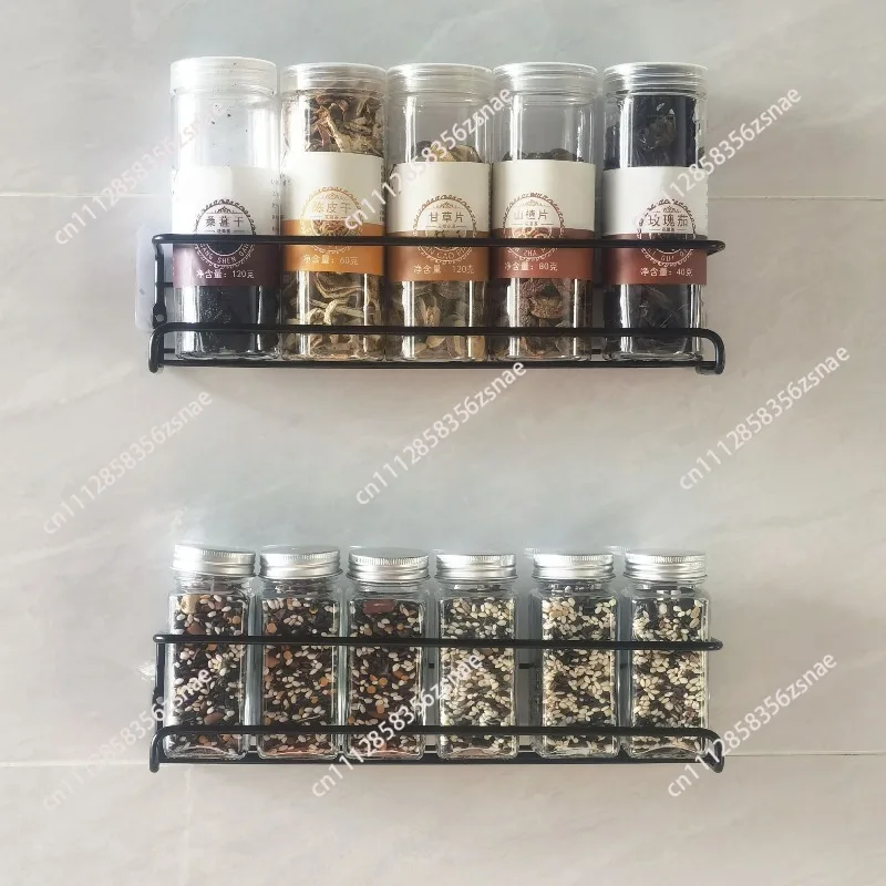 No punching metal kitchen rack simple wall hanging storage household seasoning rack spice storage drain rack
