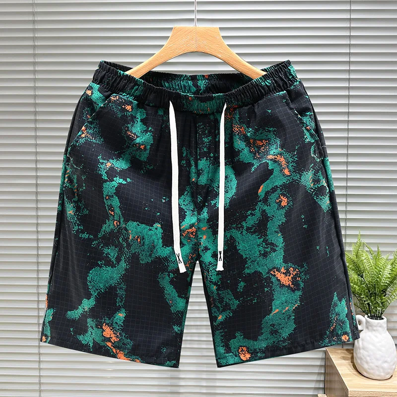 2024 New Men\'s Casual Beach Shorts Breathable Quick Dry Vintage Printed Bermuda Shorts Chinese-style shorts Streetwear