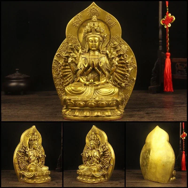 

Pure Copper Thousand Hands Pendant Guanyin Buddha Statue God Buddha Offering Home Living Decor