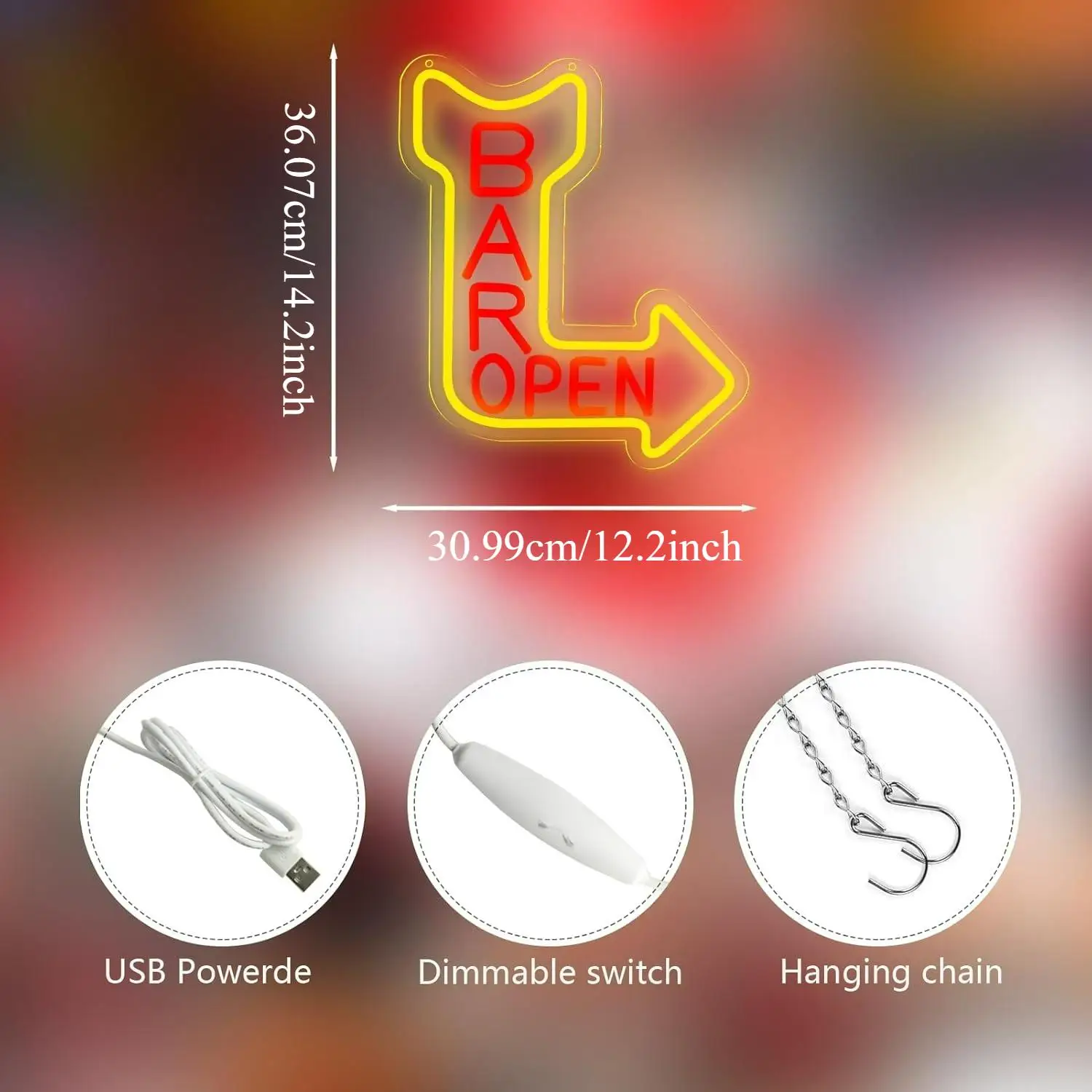 Bar Open Neon Sign Open USB Dimmable LED Neon Light for Man Cave Bar Pub Birthday Party Gift Business Bar Signs Signboard Light view 5