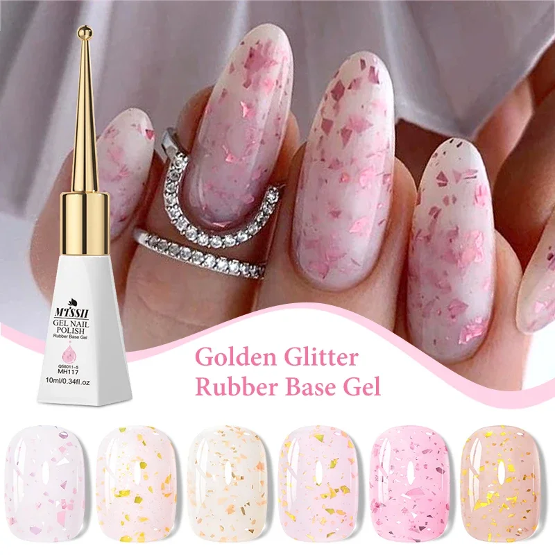 MTSSII 6/8개 고무 베이스 젤 네일 폴리쉬 세트 핑크 누드 내추럴 크리스탈 컬러 쏙 오프 UV LED 젤 네일 아트 바니쉬 매니큐어