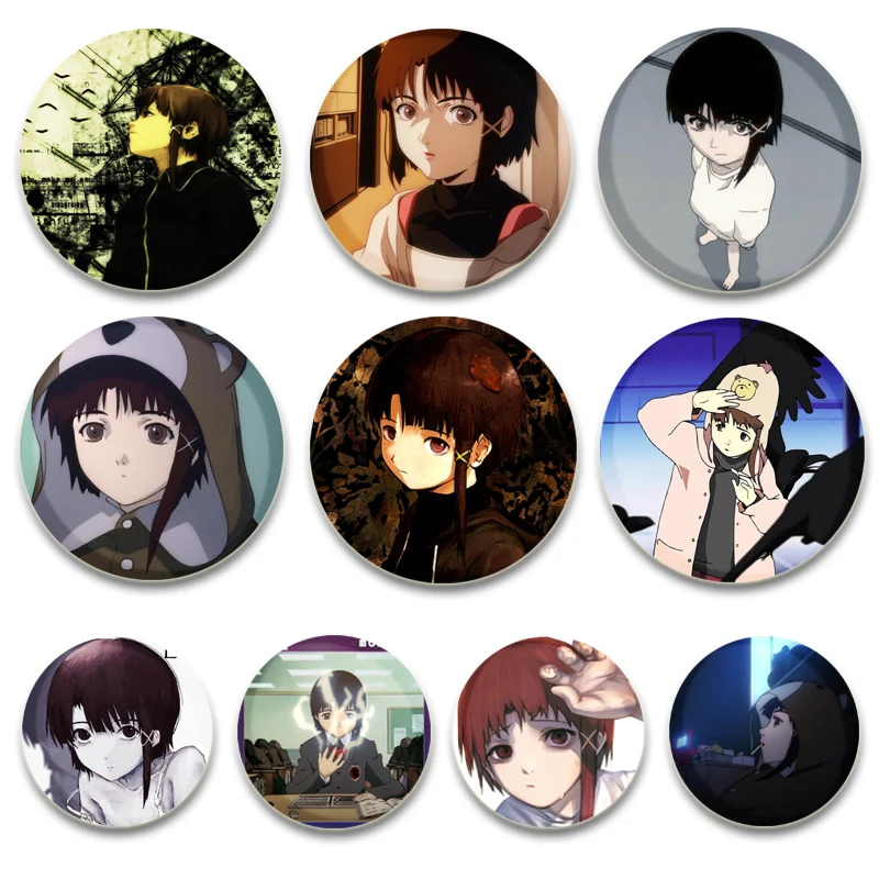 

Serial Experiments Lain 32/44/58mm Simple Button Pins,Snap in Design Cartoon Brooches,Daily Stylish Ornament Anime Badge