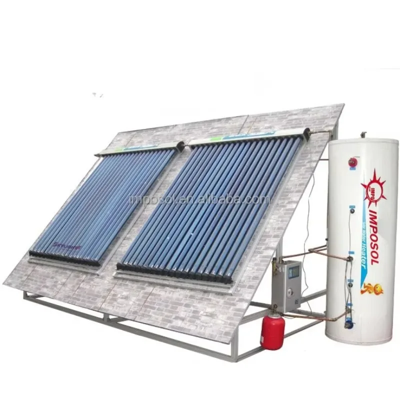 

Imposol 2025 Hot Sale Roof-mounted Heat Pipe Solar Water Heater Collector System Widely Water Tank