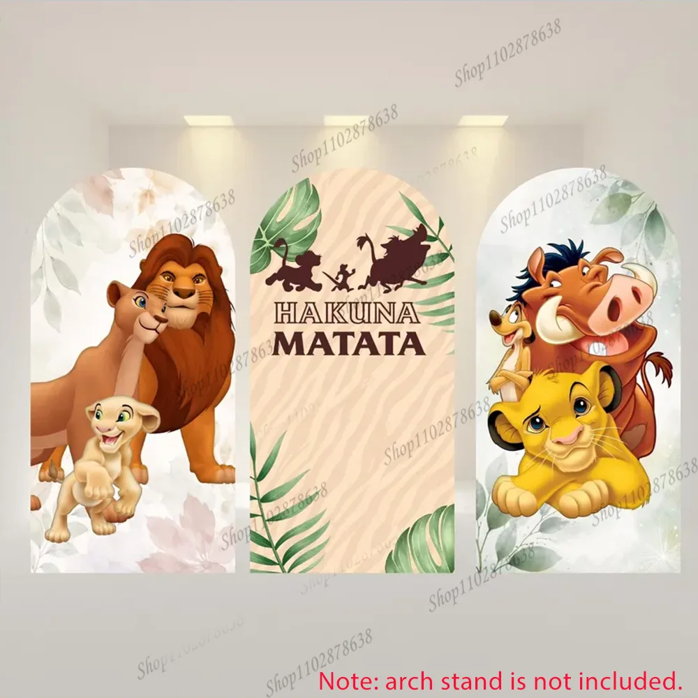 The Lion King Baby Shower Arch Cover Custom Spandex Elastic Simba Timon Pumbaa Rafiki Hakuna Matata Arch Backdrop - view 4