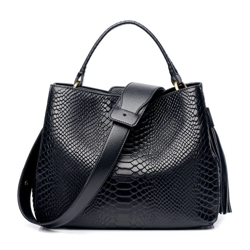 

Luxury Alligator Leather Handbags Women Shoulder Crossbody Bag Genuine Leather Hand Bags Designer Purses Solid Color Bucket Bag