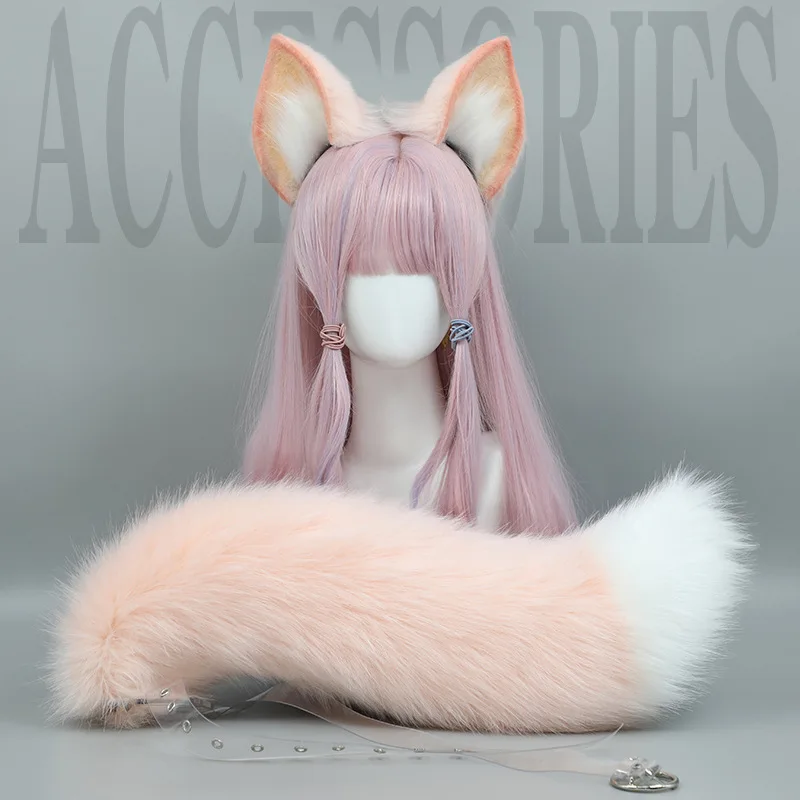 Plush COS Anime Beast Animal Ears Headwear Cat Fox Ear Tail Set Wolf Ear Headband Party Cosplay Props Kawaii Hair Accessories