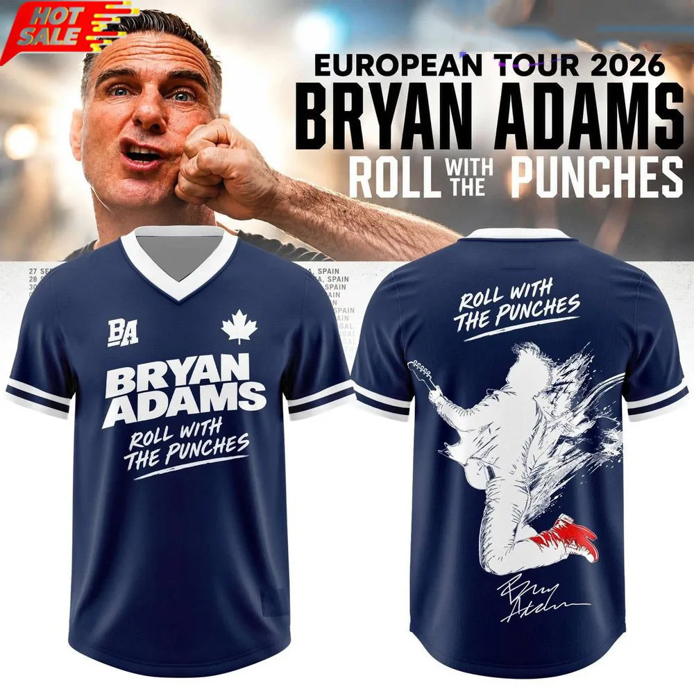 Bryan Adams Roll with The Punches Football-Trikot für Herren und Damen, T-Shirt mit V-Ausschnitt und kurzen Ärmeln, Musik-Konzert-T-Shirt, vollständig mit 3D-Druck versehen, Merchandise. – Detail 3