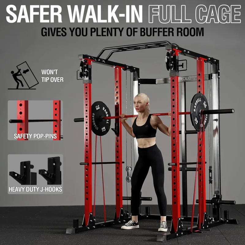 

(TTO)Power Cage, 2200lbs Multi-Function Power Rack with Functional Trainer, Dual Independent Pulley System and More Training OG