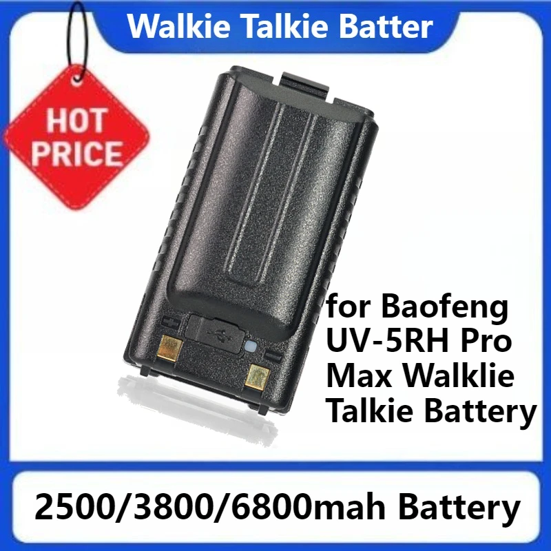 

Type-C Charger AR-5RM UV-5RM GM-5RH Rechargable Li-ion Batteries for Baofeng UV-5RH Pro Walklie Talkie Battery 2500 3800 6800mah