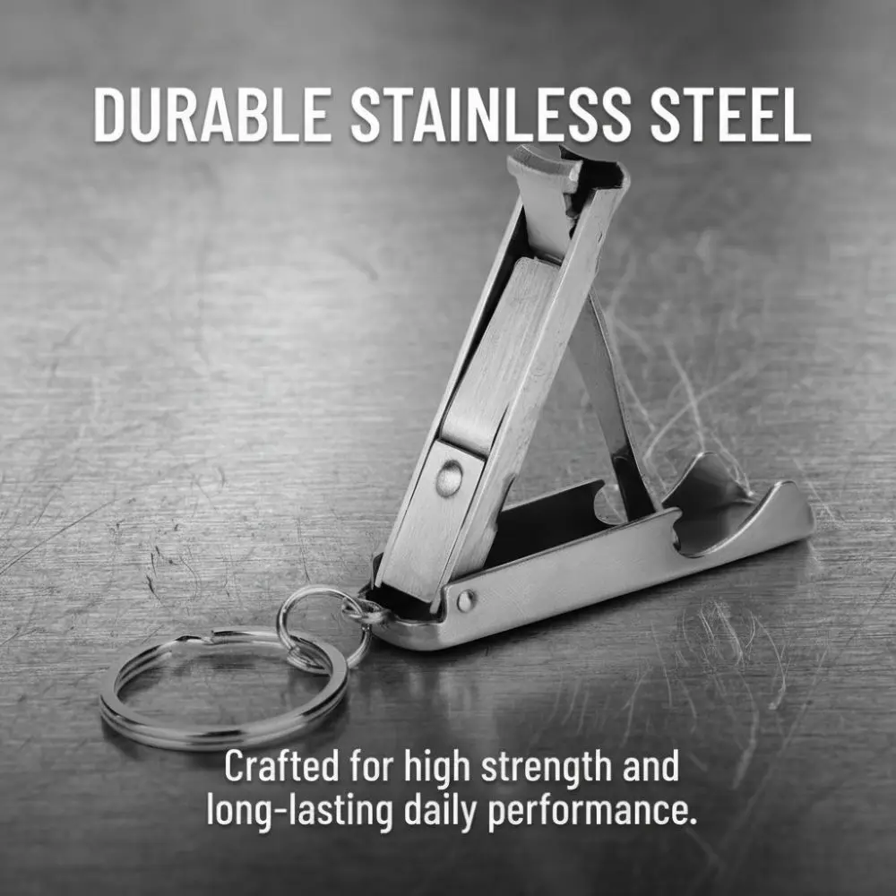 3 Pcs 2 in 1 Nail Cutter Clippers Ultra Thin Stainless Steel Mini Nail Cutter Key Chain Portable Foldable