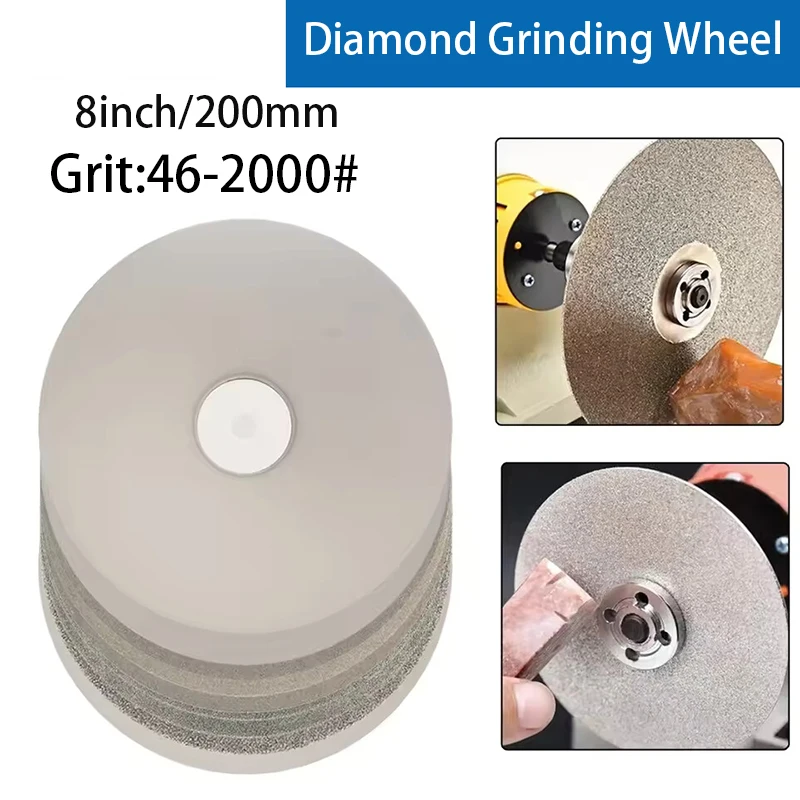 

8 Inch/200mm Diamond Coated Lapping Disc Grit 46-2000 1/2" Hole Flat Lap Wheel Abrasive Grinding Disc For Gemstone/Jewelry/Rock