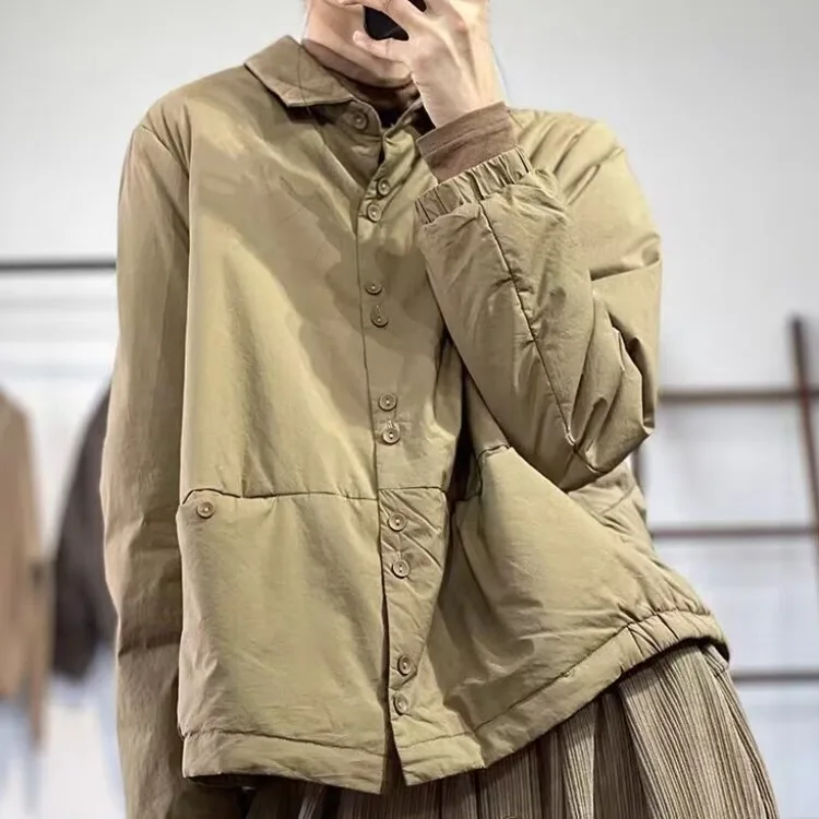 

Легкий стеганый хлопковый воротник ort Jaet, женская осенне-зимняя теплая хлопковая одежда с морским дизайном, корейский сле