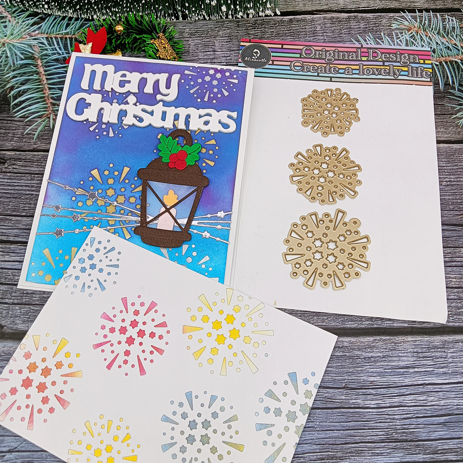 Feuerwerk, Metallschneiden, gestanzt, goldene Stirbt für Weihnachtsgeschenk, Papierhandwerk, handgefertigte Kartenherstellung, DIY-Grußkarten, Scrapbooking