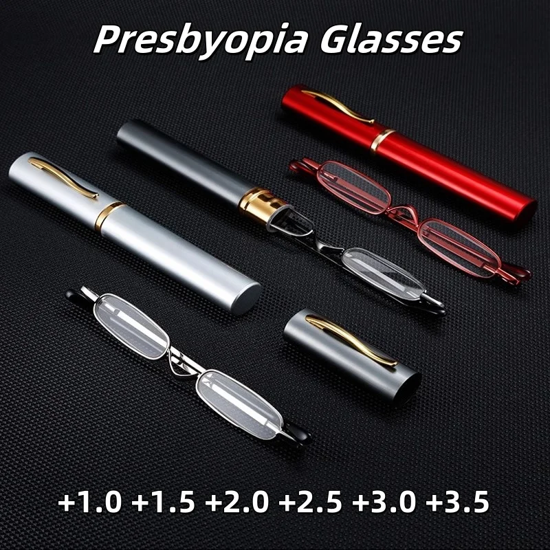 

Fashionable and Convenient Pen Holder Presbyopia Glasses Mini Ultra Light High-definition Spring Frame Anti Blue Light Glasses