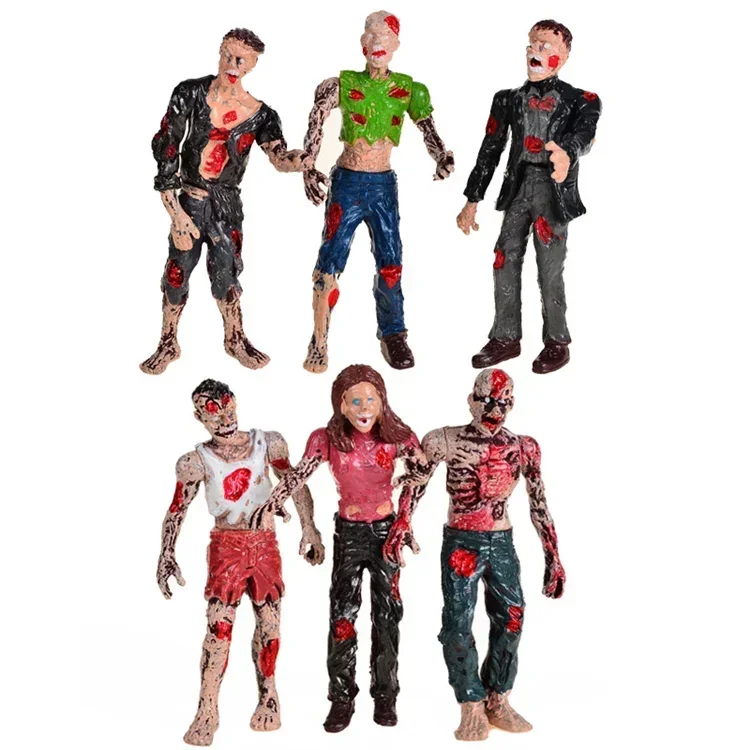 [Engraçado] 6 pçs/lote zumbi andando morto bonecas figuras de ação brinquedos terror cadáver modelo estático de articulações móveis brinquedo crianças menino presente