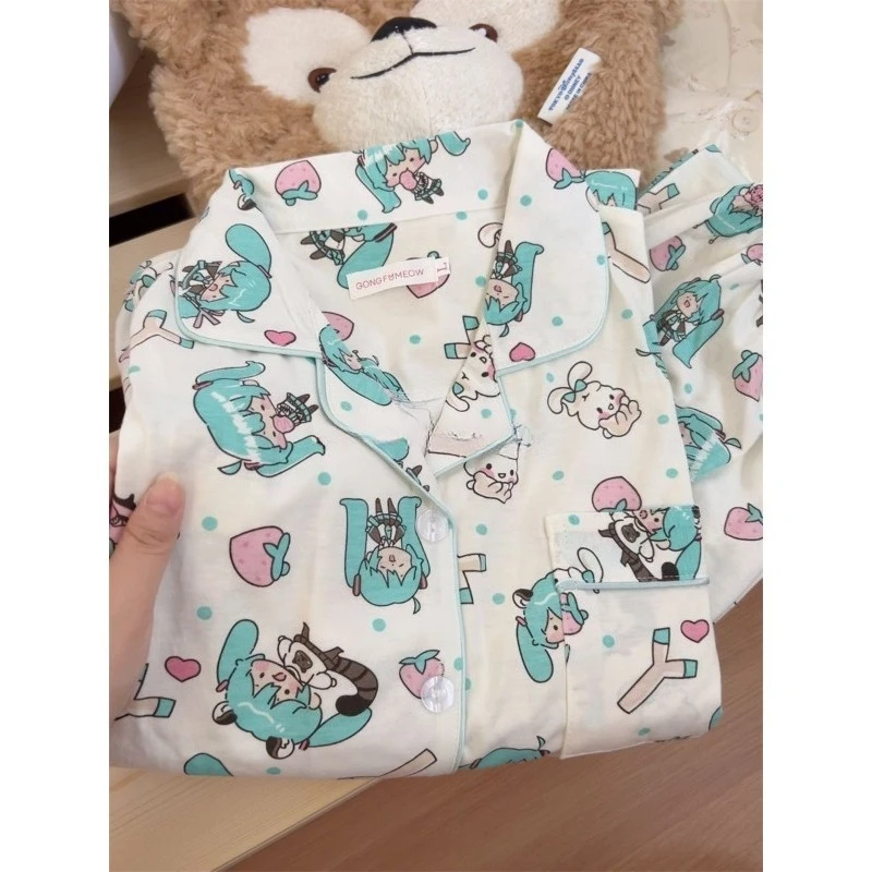 

New Hatsune Miku anime miku kawaii home clothes set cartoon comfortable pajamas spring and autumn student home clothes gifts