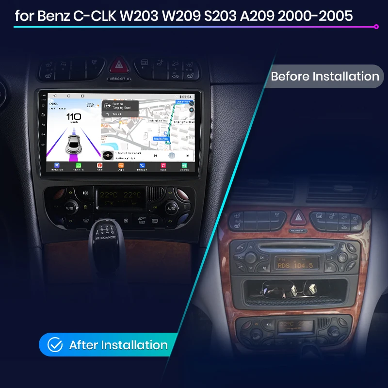 Junsun Qualcomm Car Radio For Mercedes Benz C Class CLK Class W203 W209 S203 A209 2000-2005 CarPlay Autoradio Stereo Multimedia