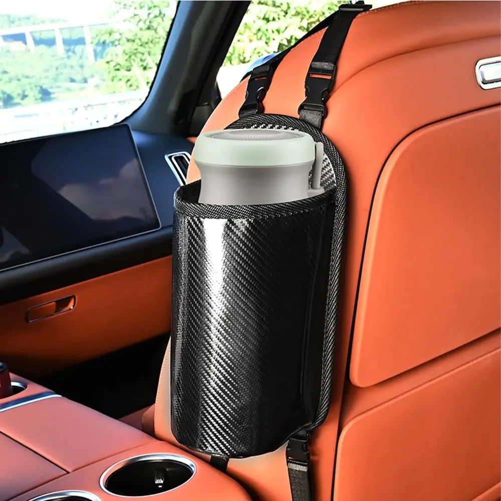 Expansor de portavasos grande para coche, bolsa colgante de almacenamiento lateral para asiento, fibra de Cabon, botellas de agua grandes, bolsa porta bebidas grande, Univ