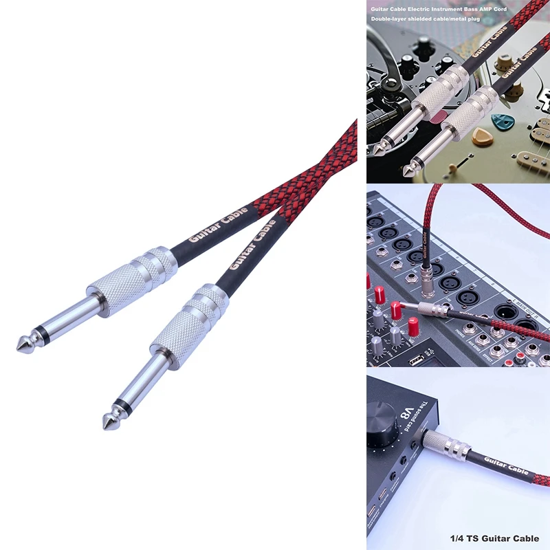 6.35 مللي متر ذكر إلى ذكر مستقيم 1/4 بوصة كابل استريو الغيتار أداة كابل للجيتار الكهربائي ، باس ، مكبر للصوت 1 متر دائم