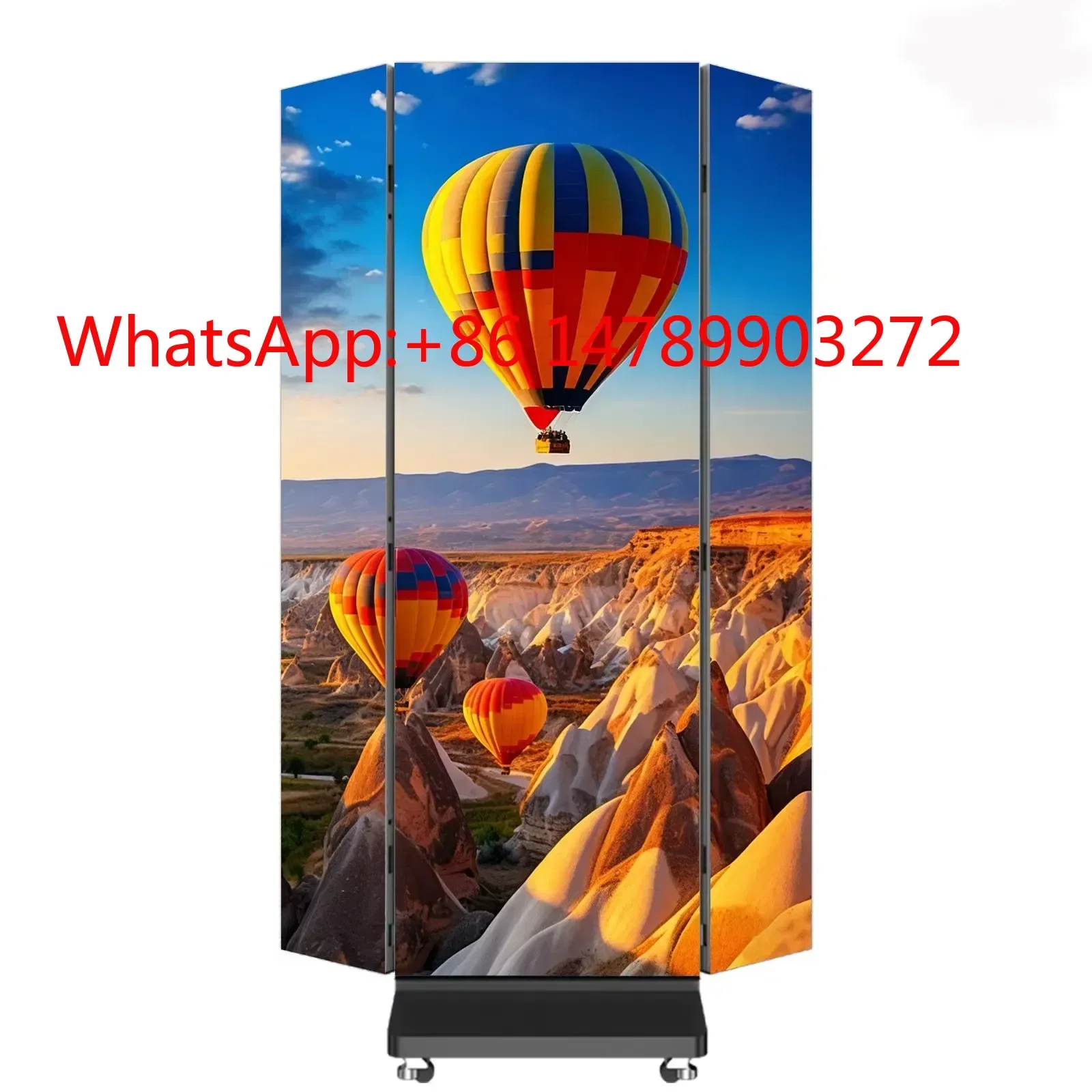 P2.5 GOB Tri-Fold LED Poster 360 View Double Sided Conference Indoor Digital Stand
