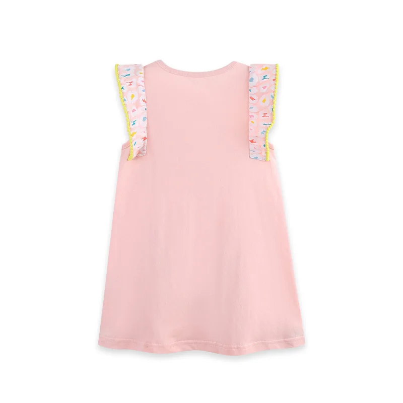 European and American style girls' tank dress summer new cartoon print girls' princess dress flutter sleeve children's dress
