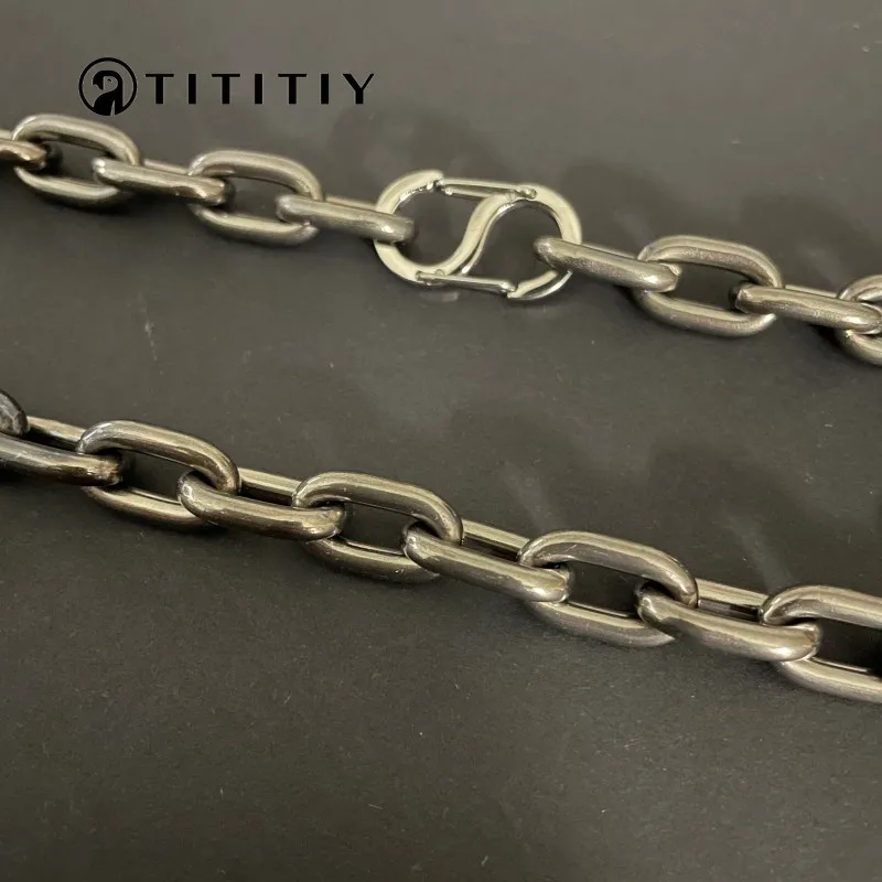 New Pure Titanium Necklace with Width 9.5mm Hip Hop Trend Ultra Light Anti Allergic Men Women Necklace Solid Sturdy Accessories