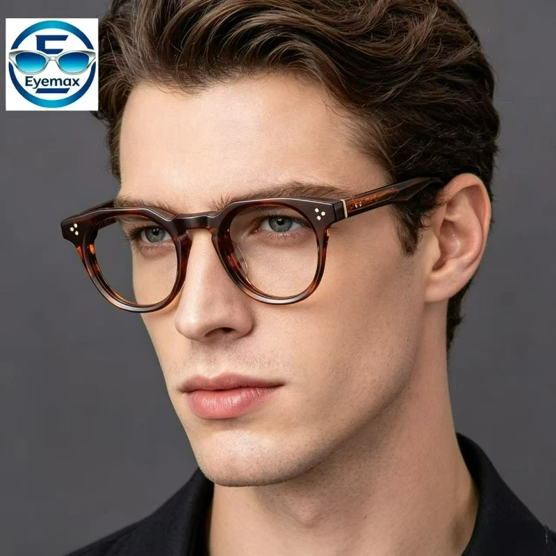 

Vintage Acetate Round Eyeglasses Frame Men Women Tortoise Shell Optical Light Prescription Eyewear Fashion Decorative Spectacles
