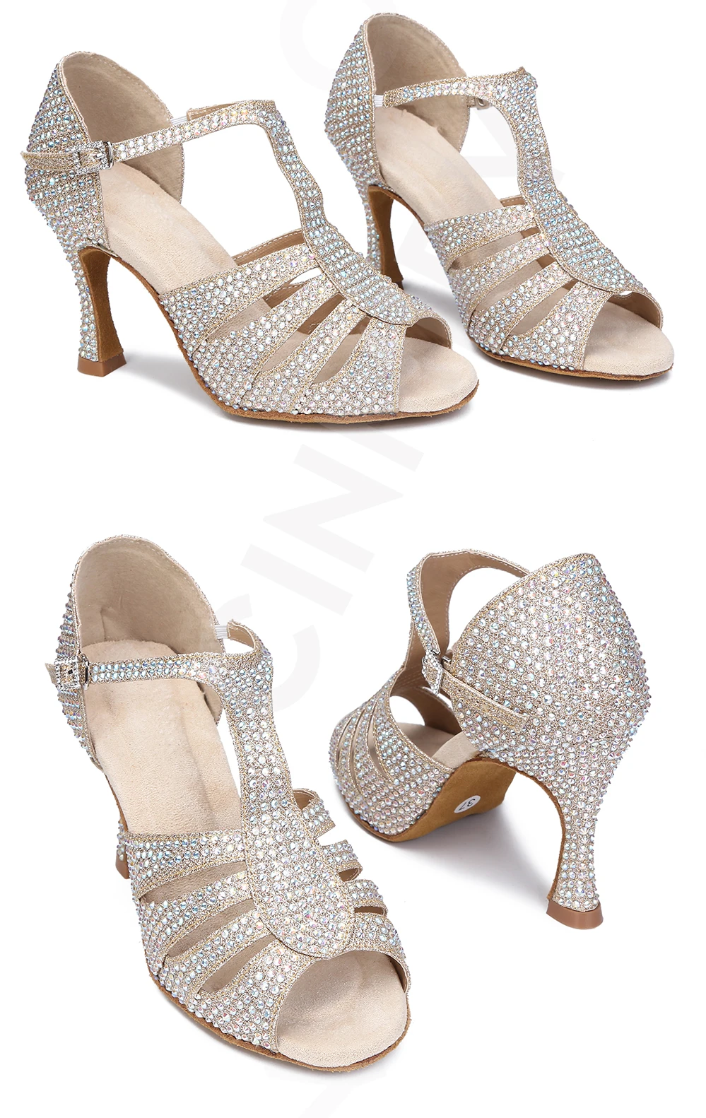 CINMIDY Damen Latein Tanzschuhe Party-Sandalen Ballsaal Tanzschuhe Salsa Tango Auftrittsschuhe Rote Hochzeitsschuhe – Detail 9