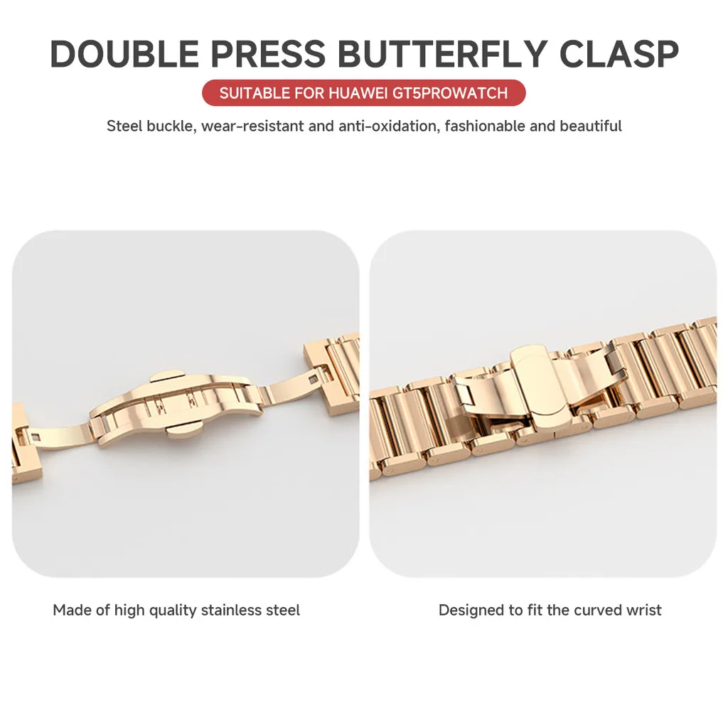 18 ミリメートルユニバーサル時計ストラップ Huawei 社 GT5 プロ 42 ミリメートル GT5 41 ミリメートル GT4 41 ミリメートルステンレス鋼バンドバタフライバックルアクセサリー
