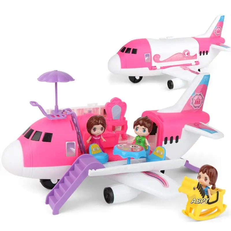 Children Inertia Airplane Model  Storage Large Size Passenger Aircraft Girl Play House Set Kids