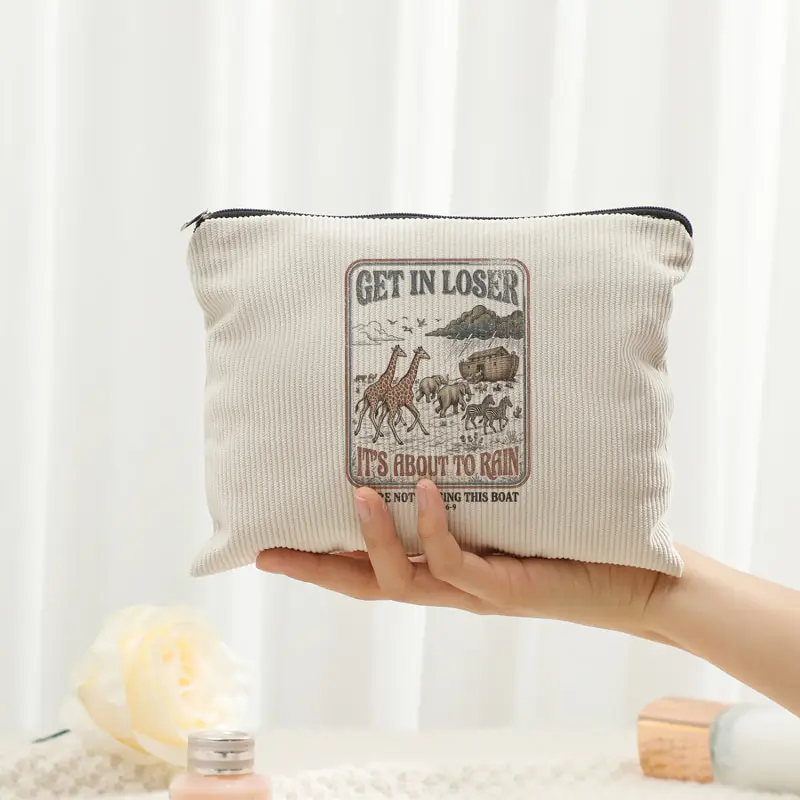

1pc Funny Christian Makeup Bags Makeup Corduroy Storage Bag Aesthetic Accessory Travel for Women Gift for Christians Bags