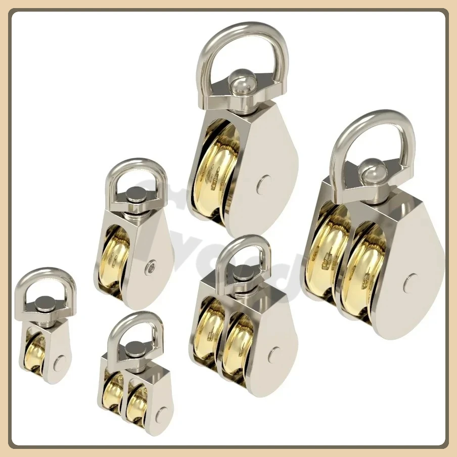 

1pcs 43/58/86mm Single/Double Wheels Metal Sheave Zinc Alloy Pulley Crown Block and Tackle Lifting Wheel Mini Double Pulley