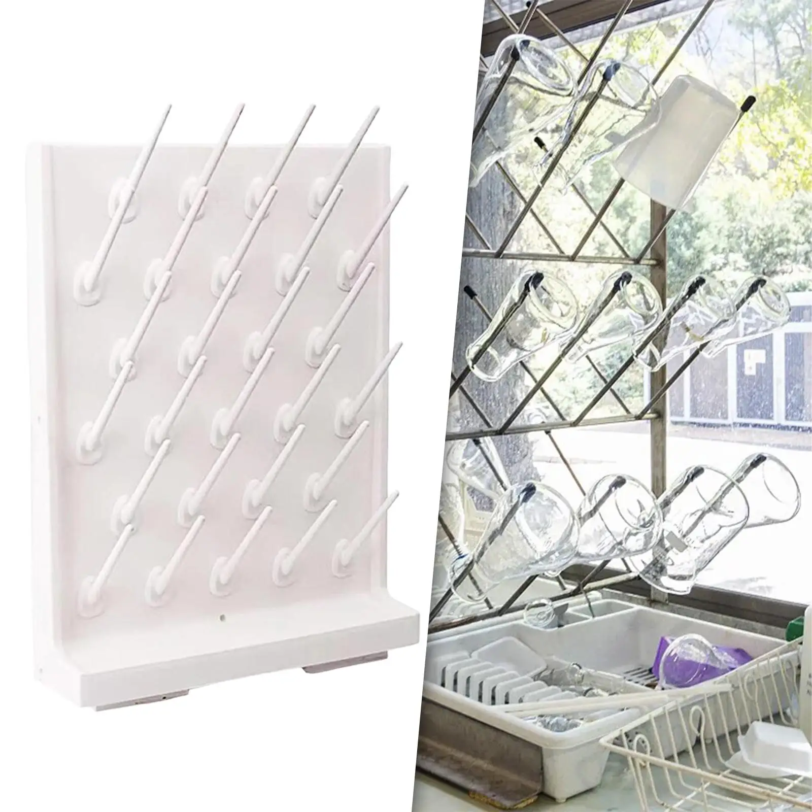 

Portable Lab Glassware Drying Rack with 27 Removable Pegs PP Material Draining Rack for Kitchen Storage