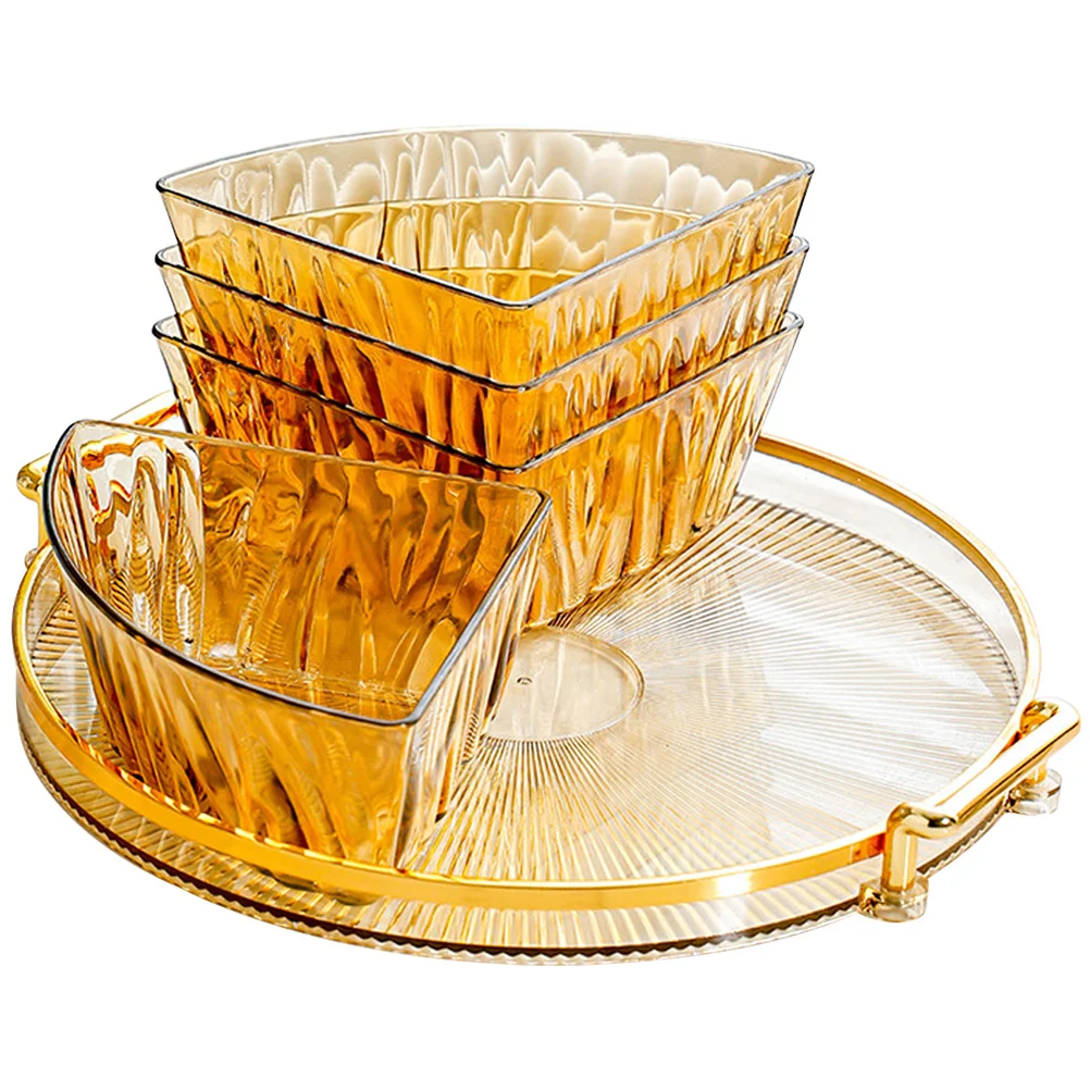 

1Set Divided Serving Tray Plastic Fruit Tray Sectional Round Snack Plate for Parties Weddings Birthdays Candy Display