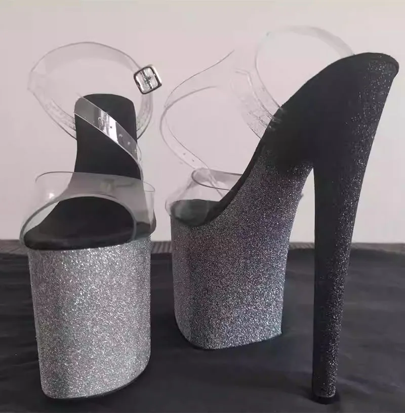 LAIJIANJINXIA, nuevos zapatos de baile de barra exóticos sexis de PVC, sandalias de verano para mujer, tacones altos de 20CM y 17CM, correa con hebilla, talla 34-46 MA006