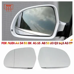 Left & Right Side Mirror Glass Rearview Exterior Wide Angle for Audi A4 S4 B8 8K 08-09, A5 S5 B8 8K 07-09, A8 S8 D3 Q3 SQ3 A3 8P