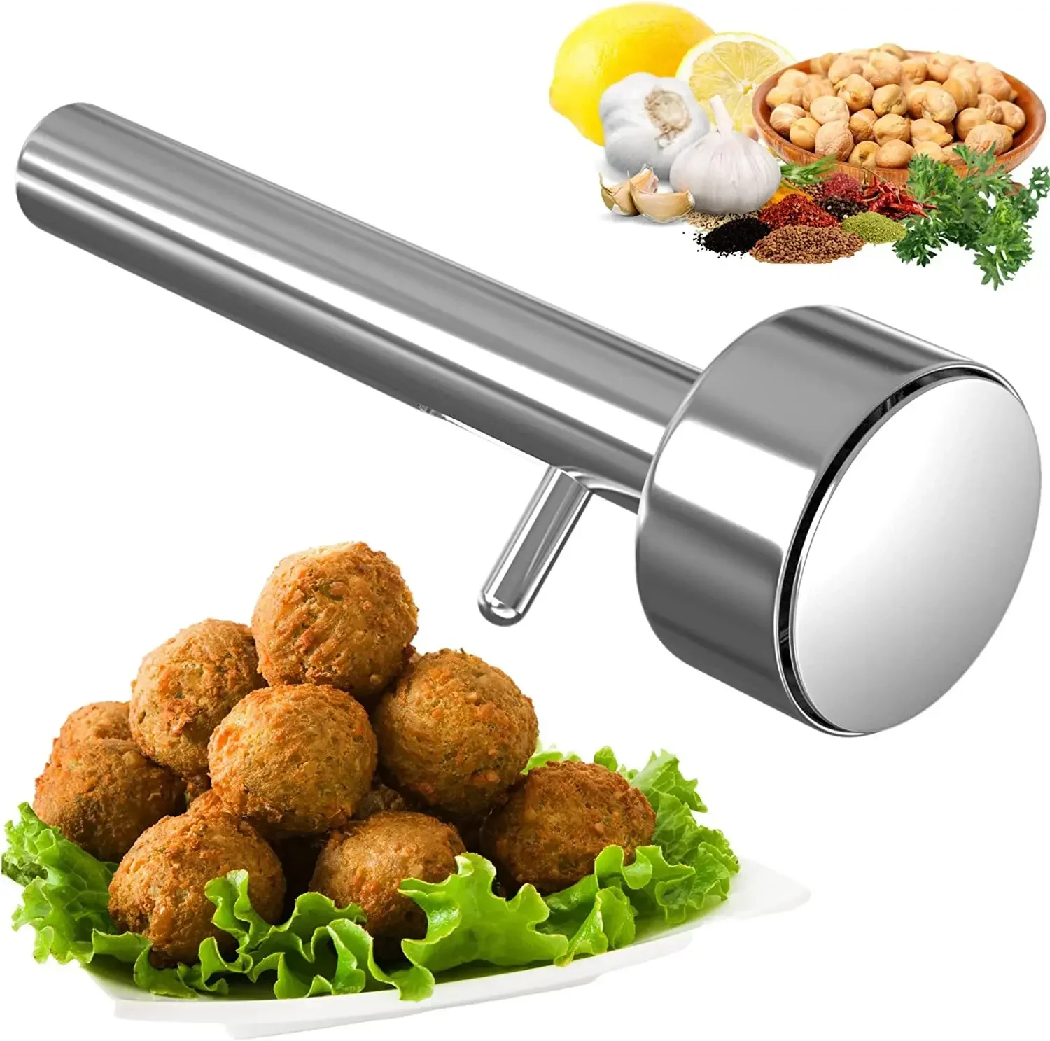 Falafel-Molde de Falafel de acero inoxidable, herramienta profesional para hacer albóndigas, molde de Falafel no pegajoso, utensilios de cocina, molde para croquetas