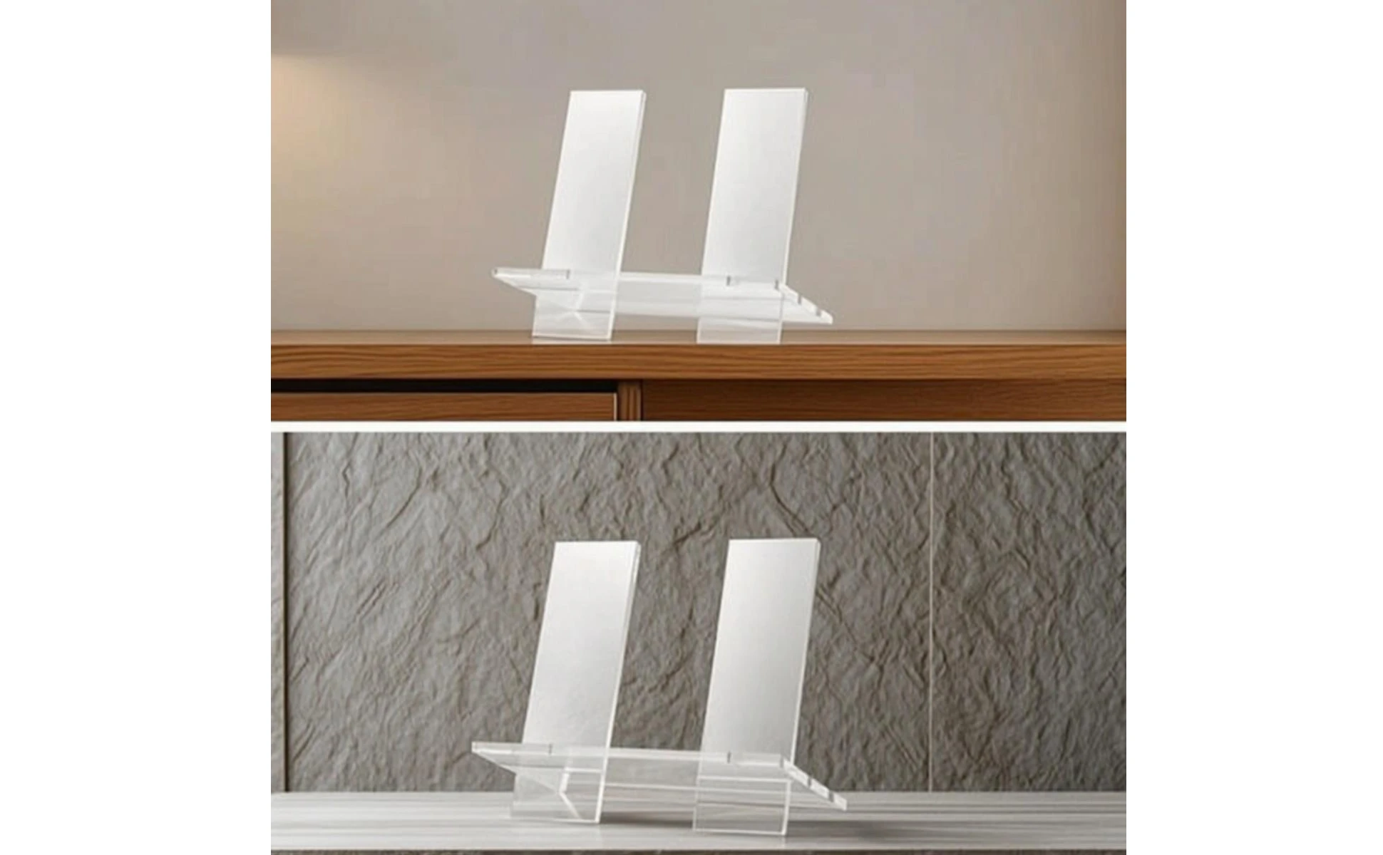 Book Stand with Upright Panels Transparent Acrylic Book Stand Display Riser Clear Minimalist for Collectors, Living Room