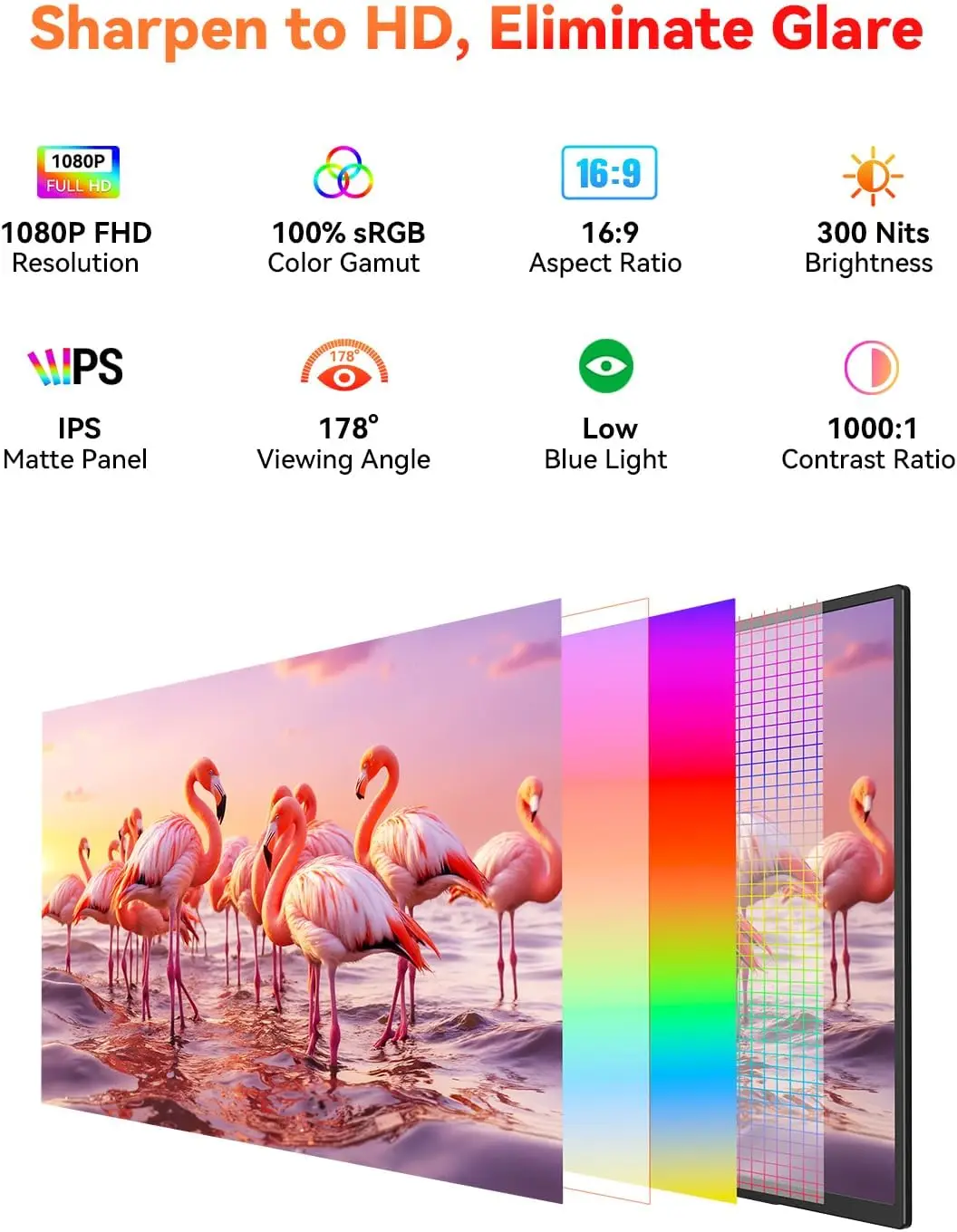 Monitor Portabel 21.5 Inci Laptop 100Hz Layar Kedua Ekstensi PC TV Eksternal untuk Steach/Steach/Mac/PC dengan HDMI Mini Tipe C