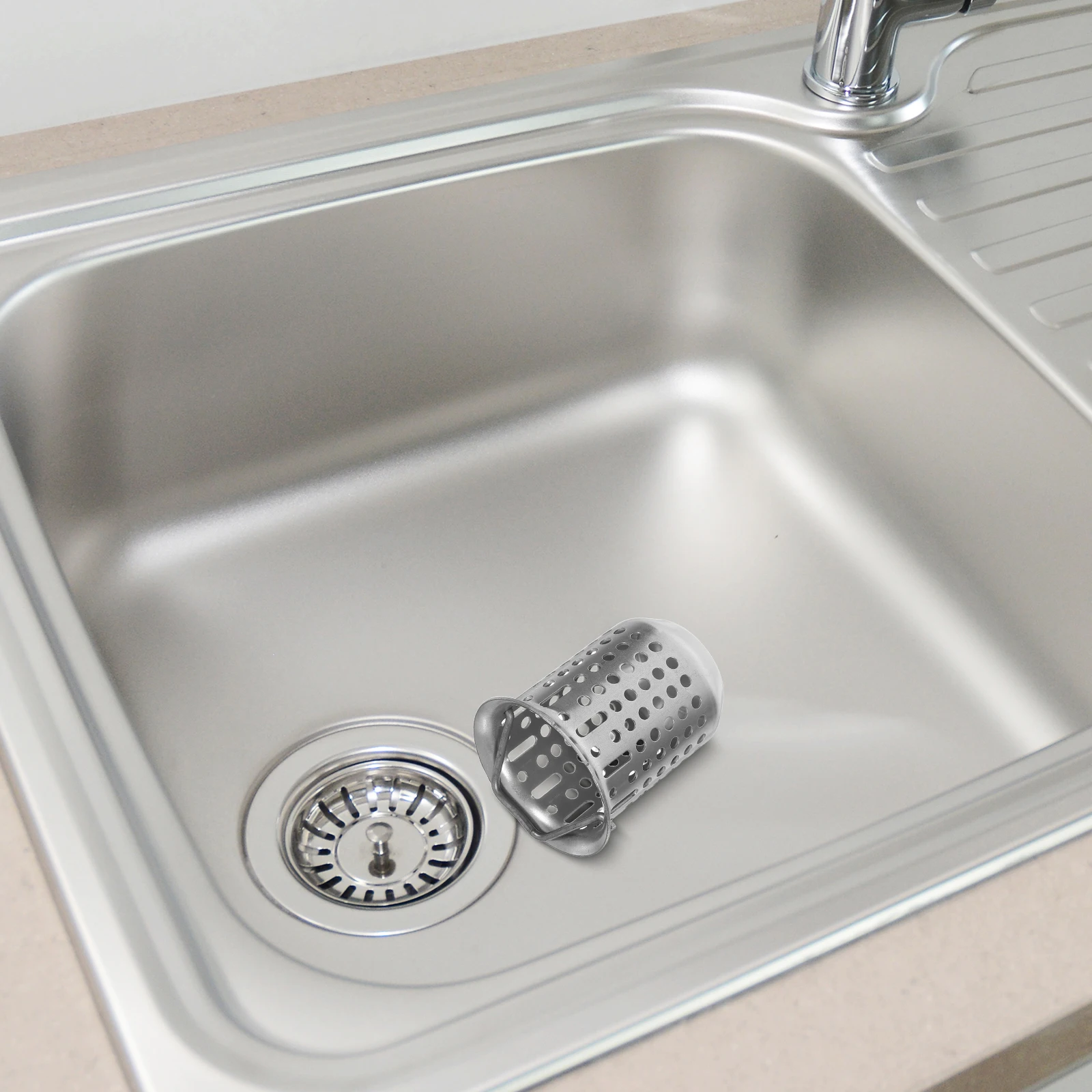 

Stainless Steel Drain Strainer Basket Heavy Duty Mesh With Handle For Kitchen Bathroom Sink Sewer Drainage Silver