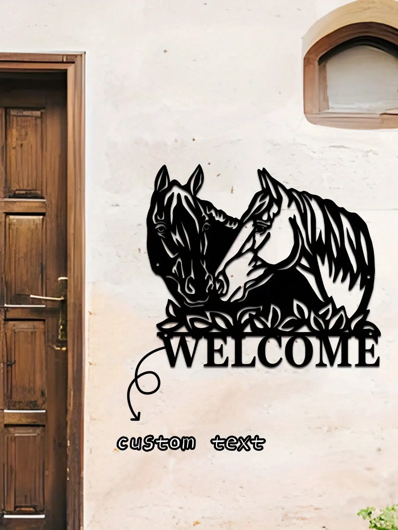 

Sculptural Iron Horse Wall Art Set Modern Home Office Metal Decor Garden Yard Stake Windproof Gift