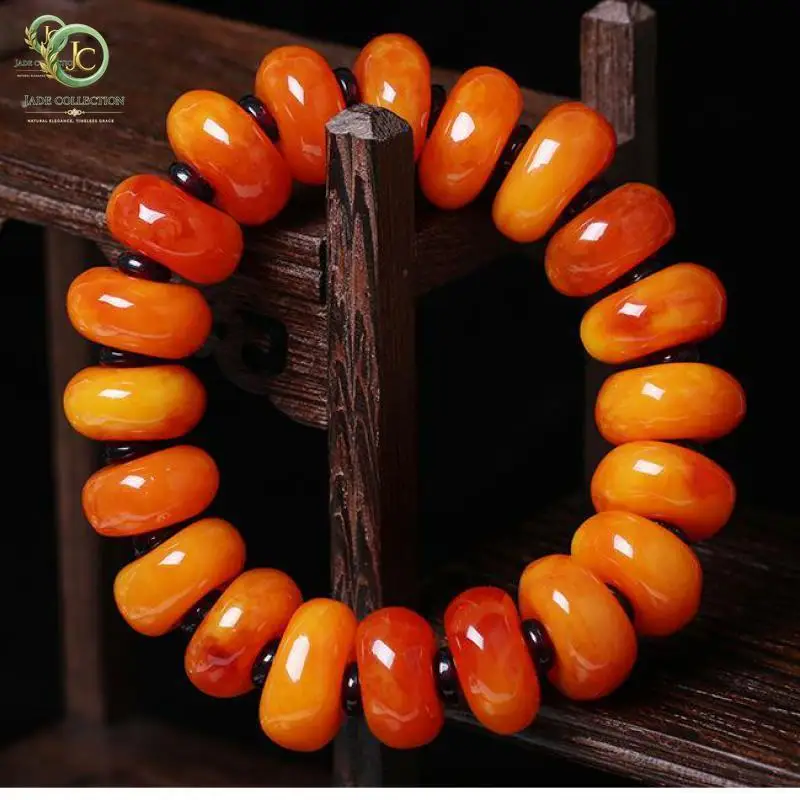 Natural Amber Bracelet Old Beeswax Bangle Men Women Healing Gemstone Fine Jewelry Genuine Baltic Amber Big Beads Bracelets