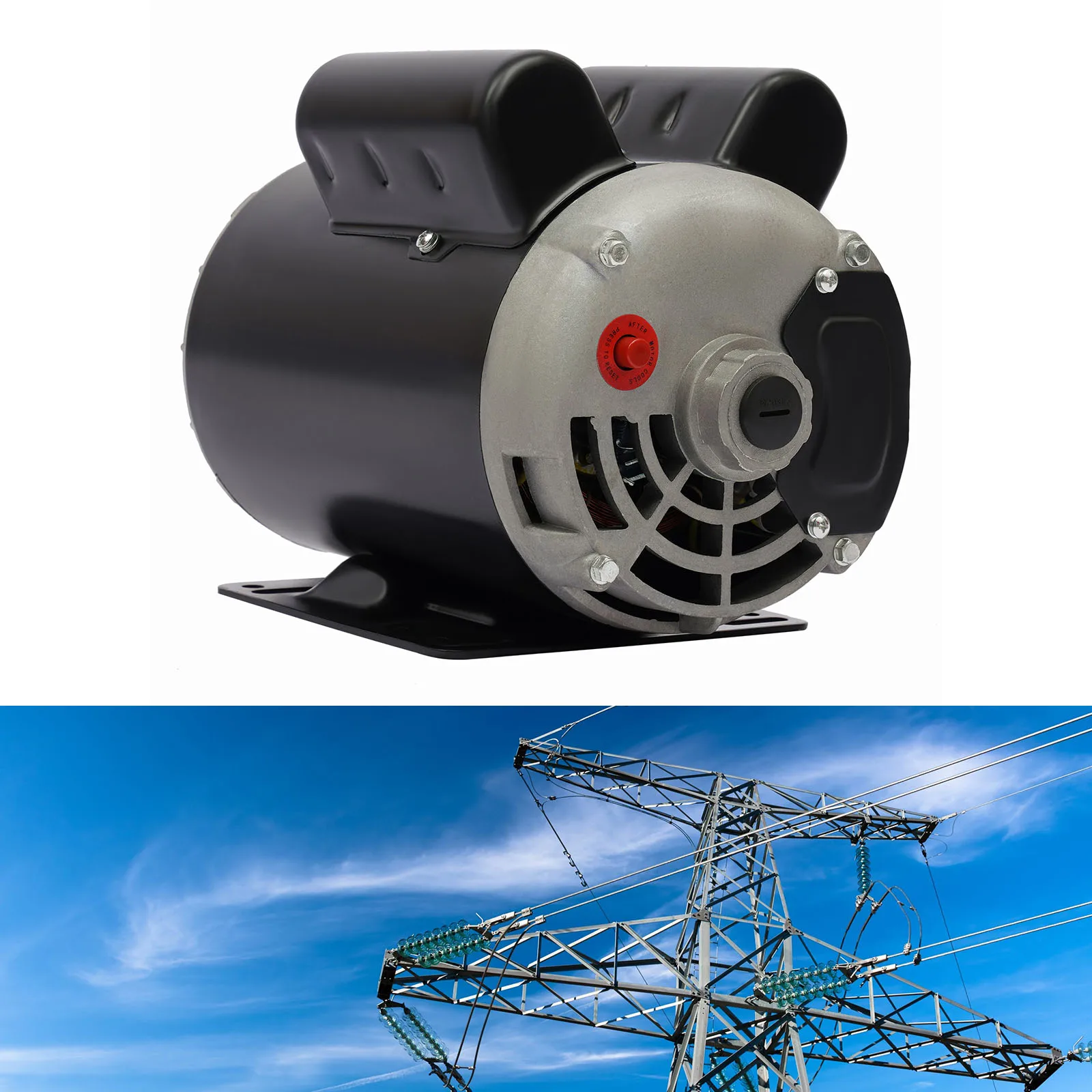 Air Compressor with HP 5SPL Single AC Phase Steel Housing with Overload Protection 3600rpm for Pumps Fans Machinery