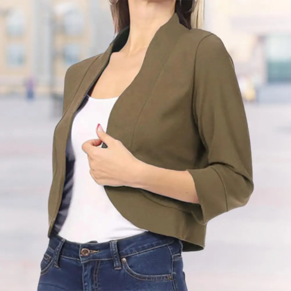 

Women Casual Stylish Women's Open Stitch Loose Fit Soft Three Quarter Sleeve Jacket for Spring/fall for Ol Commute Spring Summer