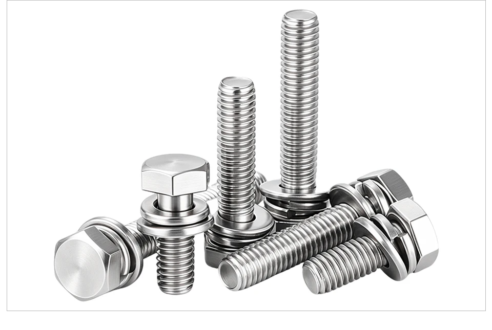 M6 M8 M10 M12 304 Edelstahl Sechskantschrauben SEMS 3-in-1 Vormontierte Schrauben mit Sicherungsscheibe und Federsicherung/Flachdichtscheibe – Detail 8