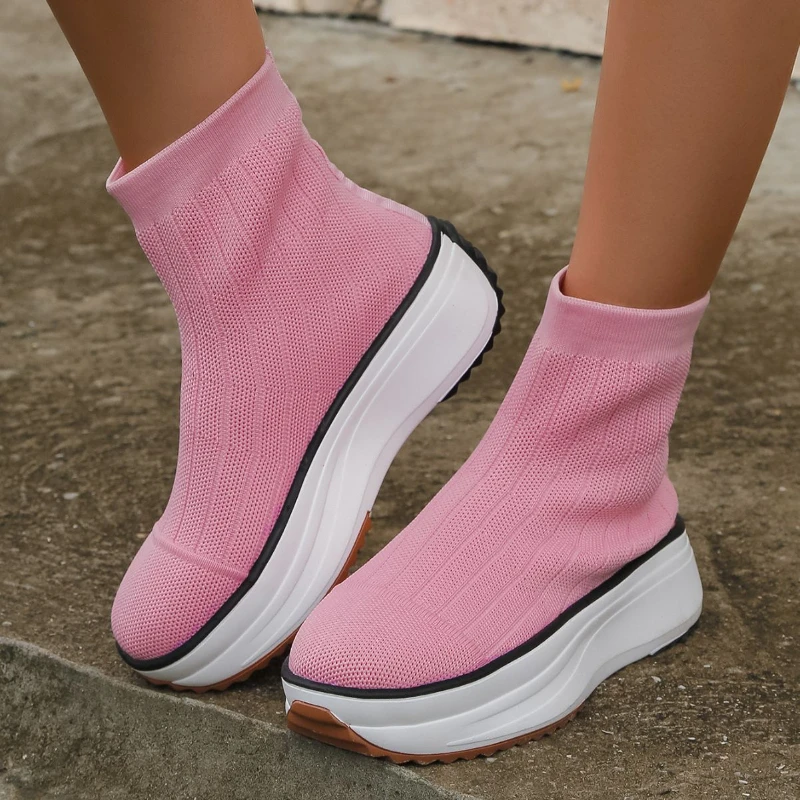 

Sock Boots Women Fashion Casual Platform Round Toe Ankle Boot Female Comfort Walk Party Shoes Footwear Botines Casuales De Mujer